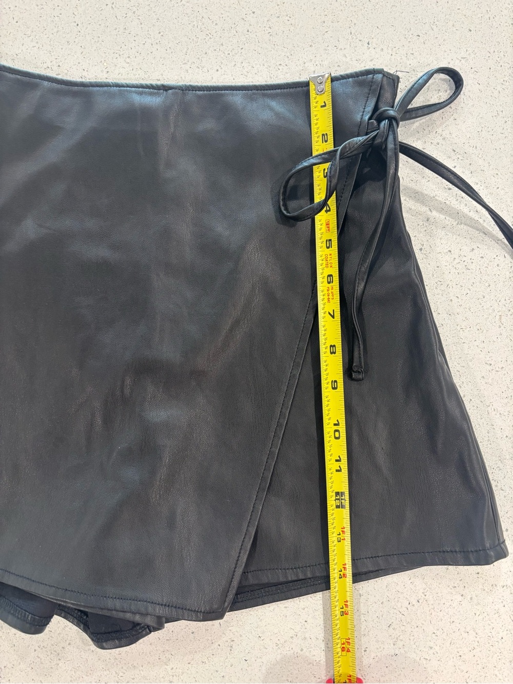 Abercrombie & Fitch Black Faux Leather Wrap Skort with Side Tie Small - Picture 6 of 6